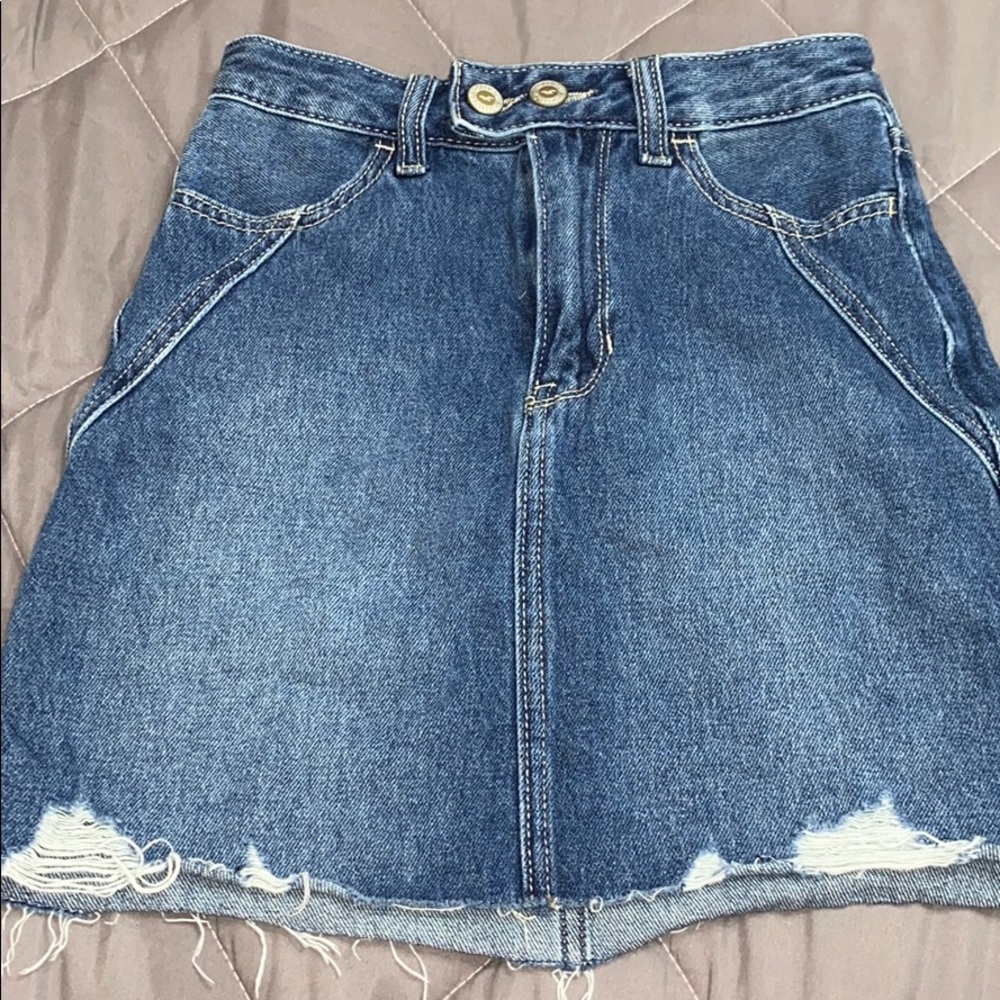 Hollister dark denim ultra high rise jean skirt
